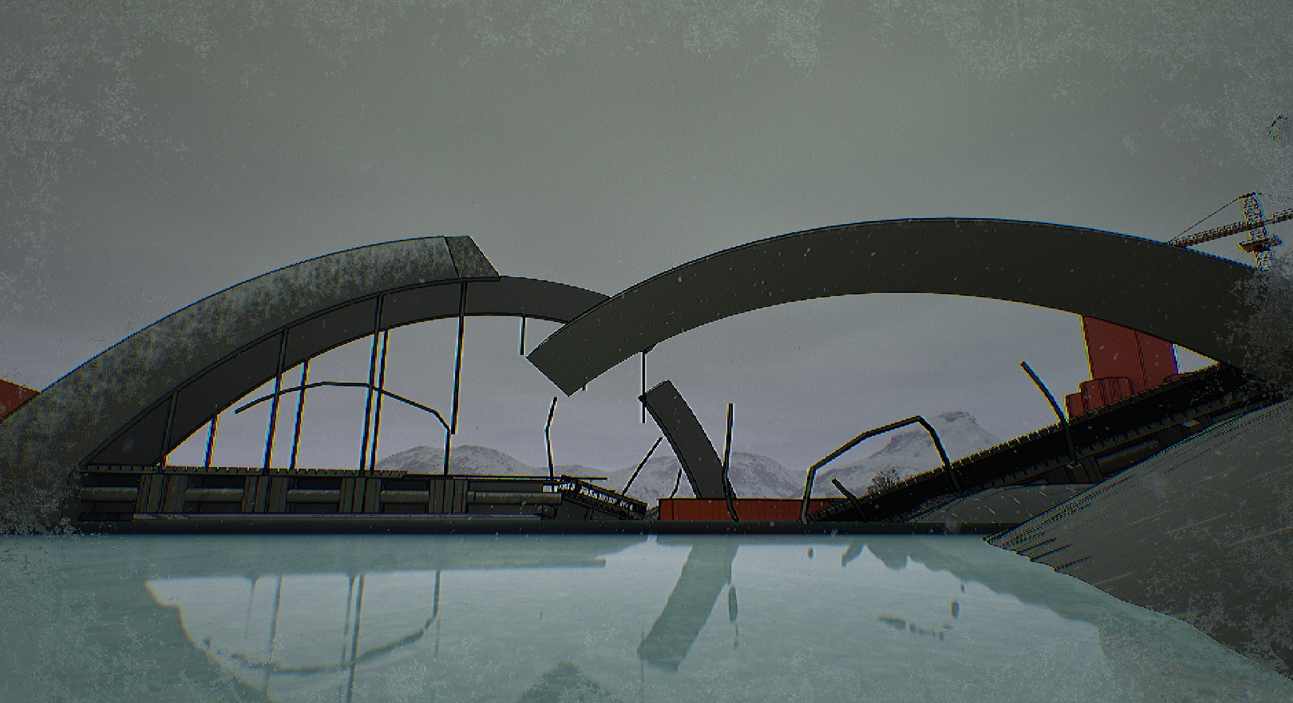 Collapsed Soviet City bridge
